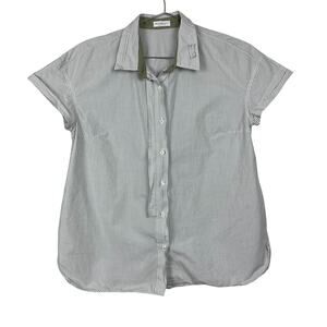 Rivamonti Brunello Cucinelli Striped Button Up Shirt Green Large Short Sleeve